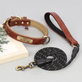 Load image into Gallery viewer, Personalized Leather Dog Collar & Leash Set