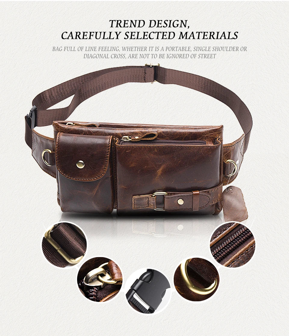 Genuine Leather Travel Crossbody Bag