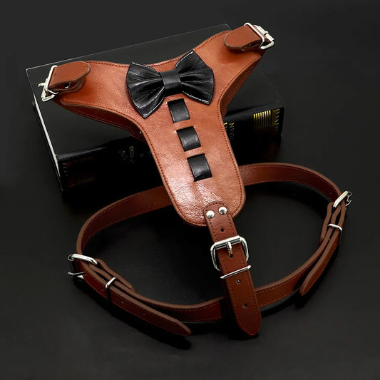 Genuine Leather Bowknot Harness