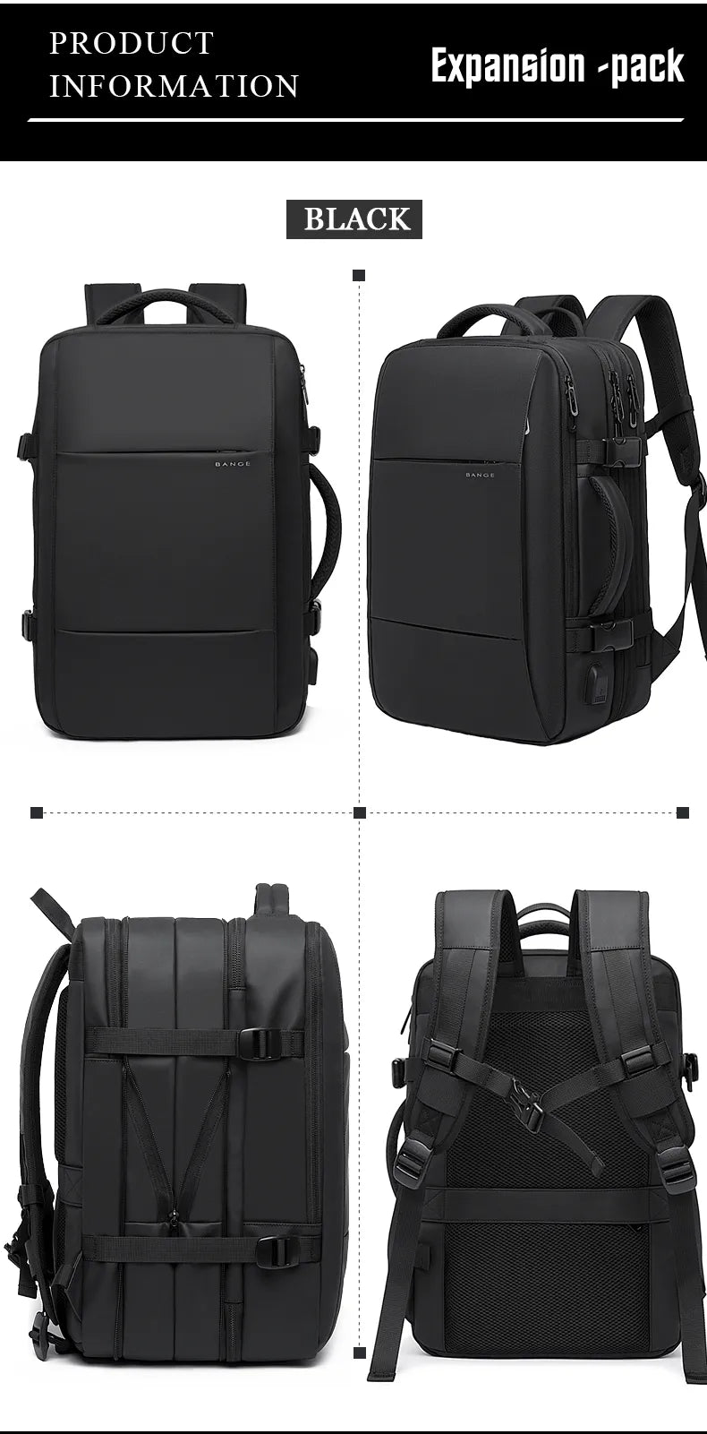 Mens Business Expandable Travel Backpack