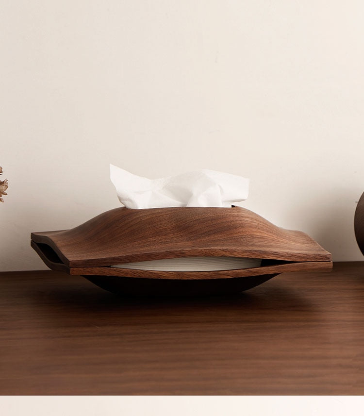 Modern Natural Walnut Wood Tissue Box