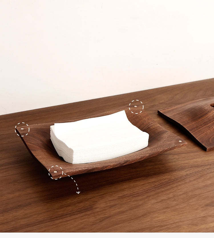 Modern Natural Walnut Wood Tissue Box