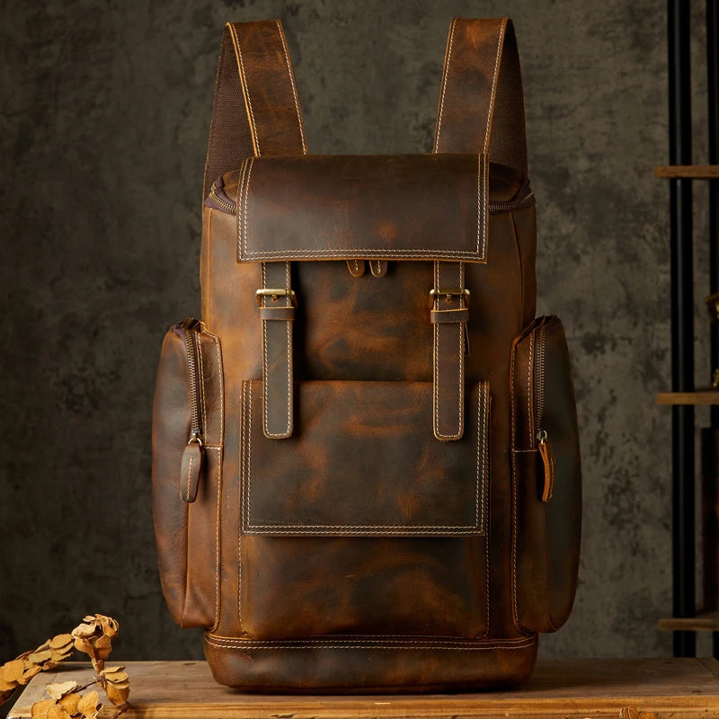 Men's Vintage Genuine Leather Travel Backpack