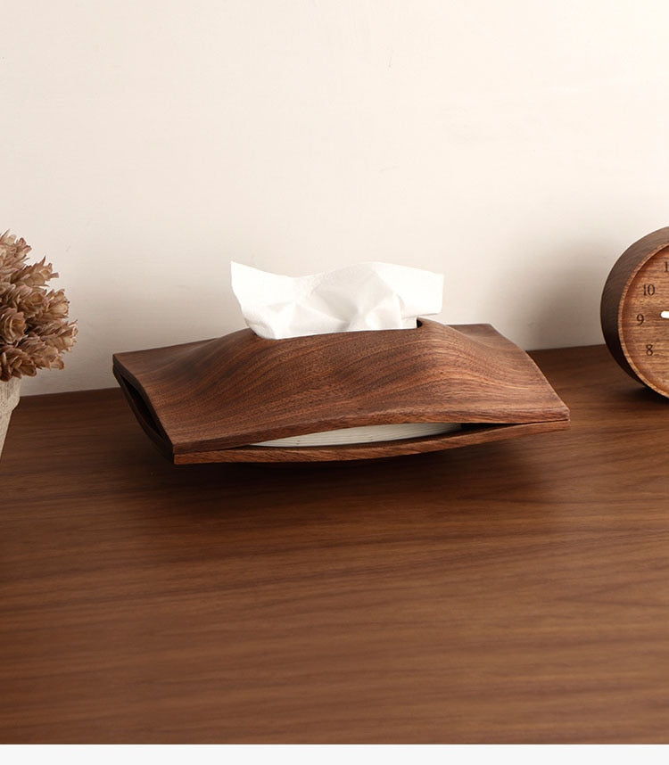 Modern Natural Walnut Wood Tissue Box