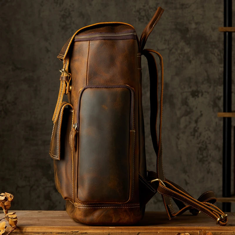 Men's Vintage Genuine Leather Travel Backpack