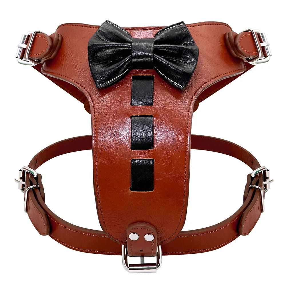 Genuine Leather Bowknot Harness