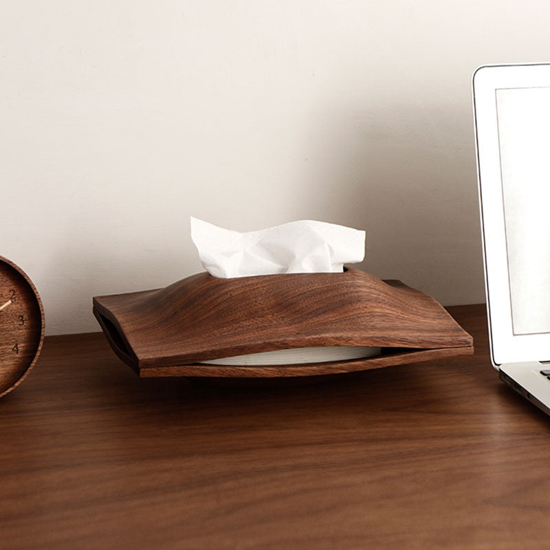 Modern Natural Walnut Wood Tissue Box