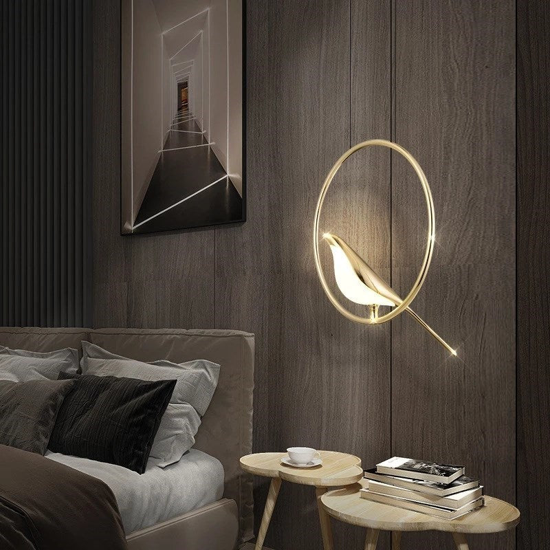 Modern LED Gold Magpie Bird Ceiling Chandelier