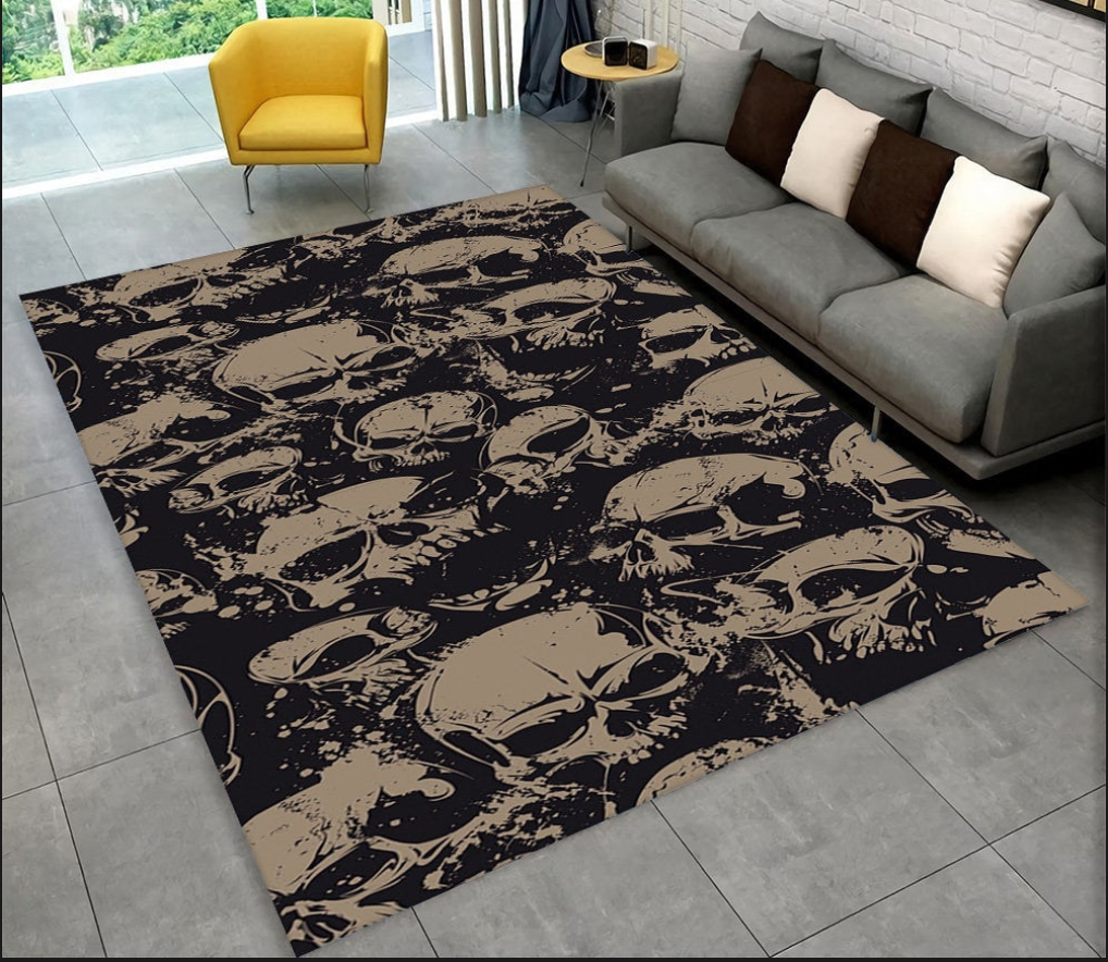 Skull Gothic Area Rug