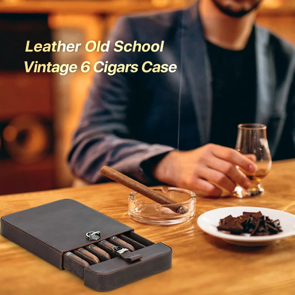 Luxury Leather Cigar Humidor Storage Box