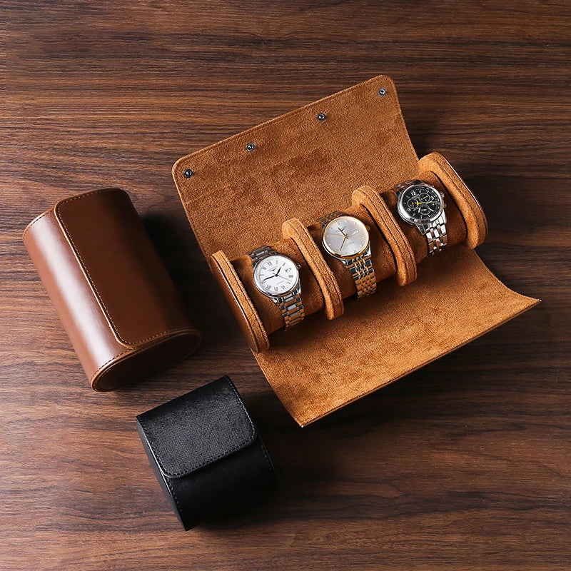 Portable Leather Watch Travel Case