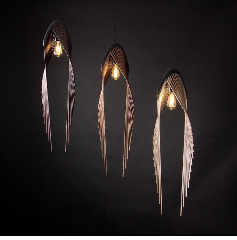 Postmodern Iron Art Angel Wings Pendant Light