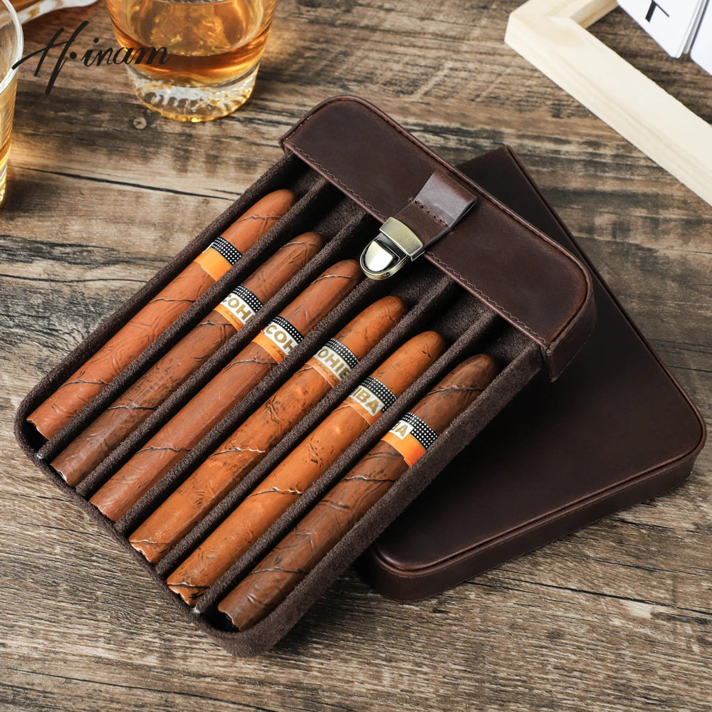 Luxury Leather Cigar Humidor Storage Box