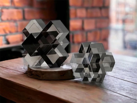 Geometric Cross Crystal Sculptures